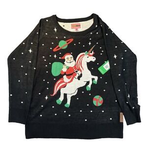 Tipsy Elves Christmas Unicorn Santa Space Ugly Sweater Women's Sz Large  Holiday